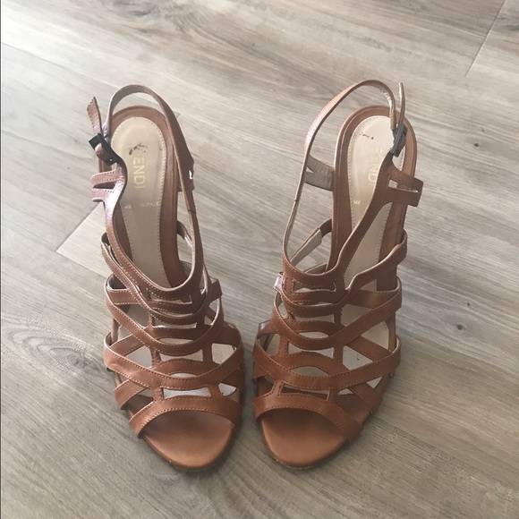 Fendi Tan Leather Stiletto Sandals - Picture 3 of 4